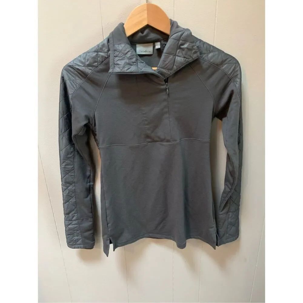 ATHLETA Quilted Half Zip Pullover Jacket Vortex Gray 138219 XXS